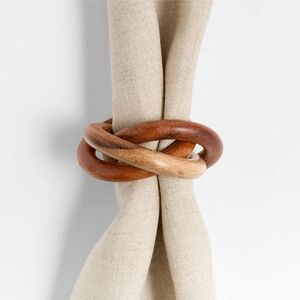 EIGHT Crate&Barrel 3-Ring Wood Napkin Rings